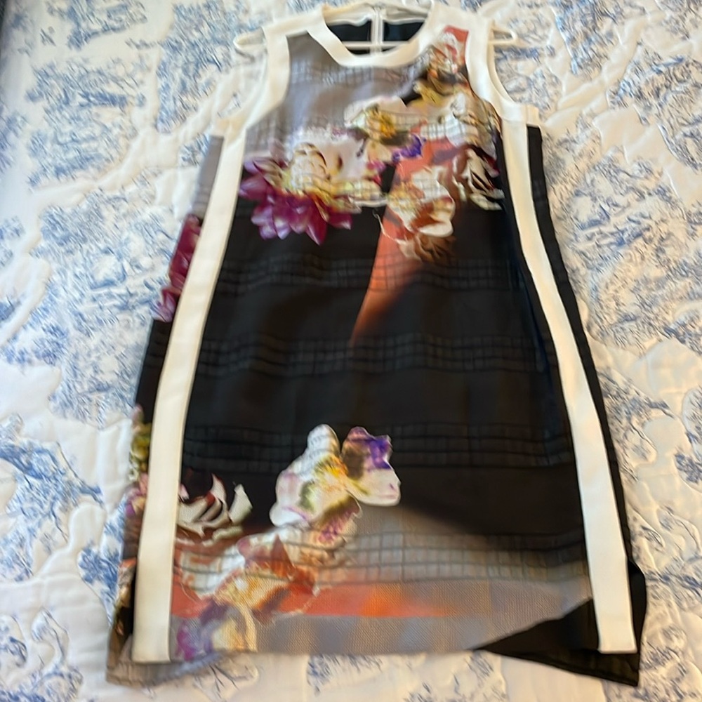 Etro Black Size IT 44 US 8 Floral Shift Knee Length Sleeveless Dress Woman's